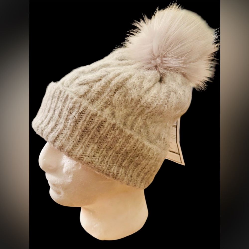 NWT Mark & Graham chunky cable knit hat beanie soft faux fur pom CHOOSE COLOR